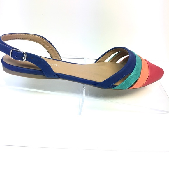 Last Pair! Color Block Slingback Flats Faux Suede - Picture 5 of 6